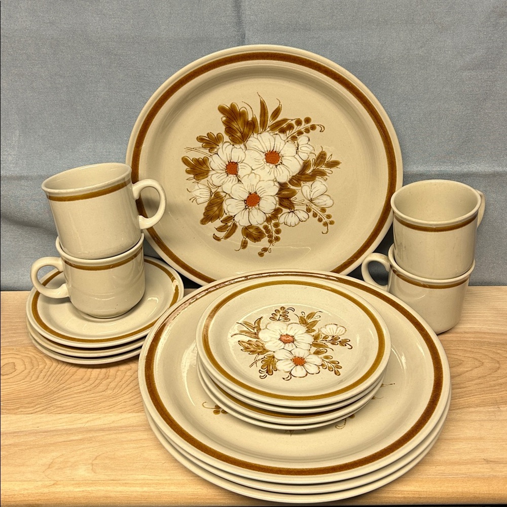 Mountain Wood Collection Stoneware Dinnerware Set Of 15 pcs